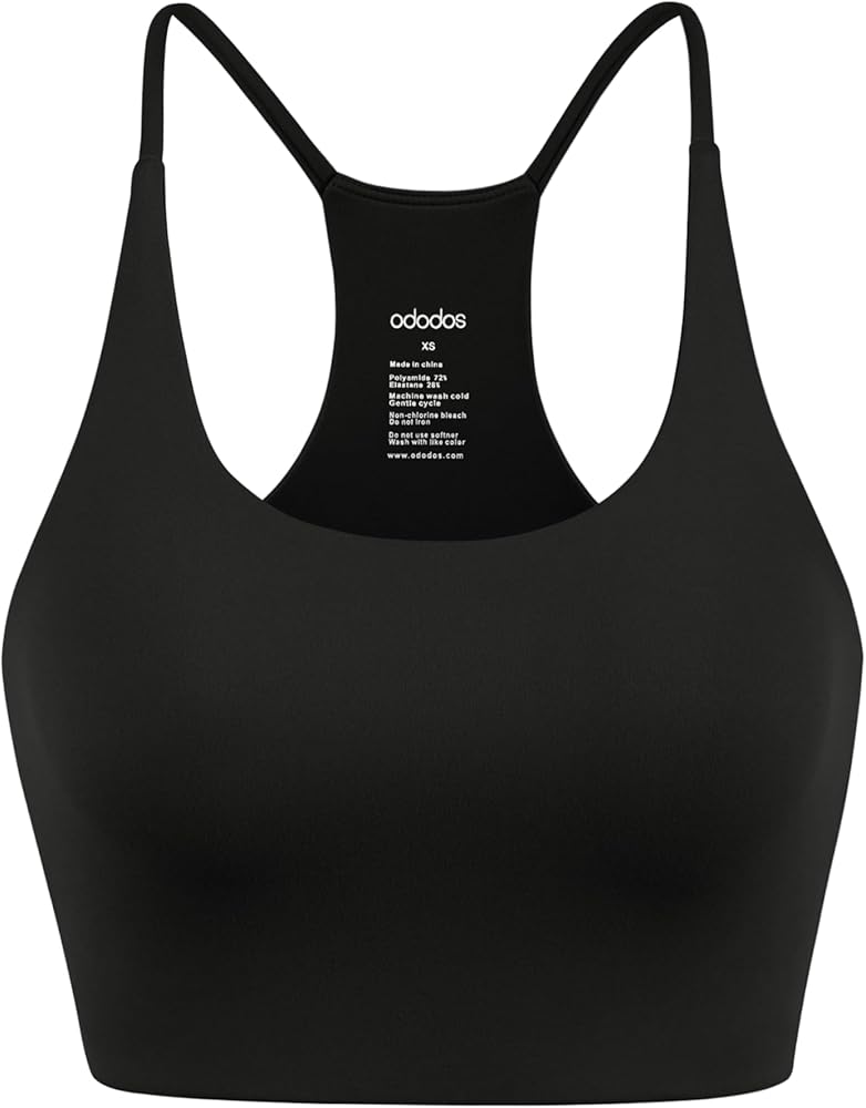 ODODOS Halter Sports Bra for Women Non Padded Strappy/Square Neck Cropped Tops Workout Yoga Crop