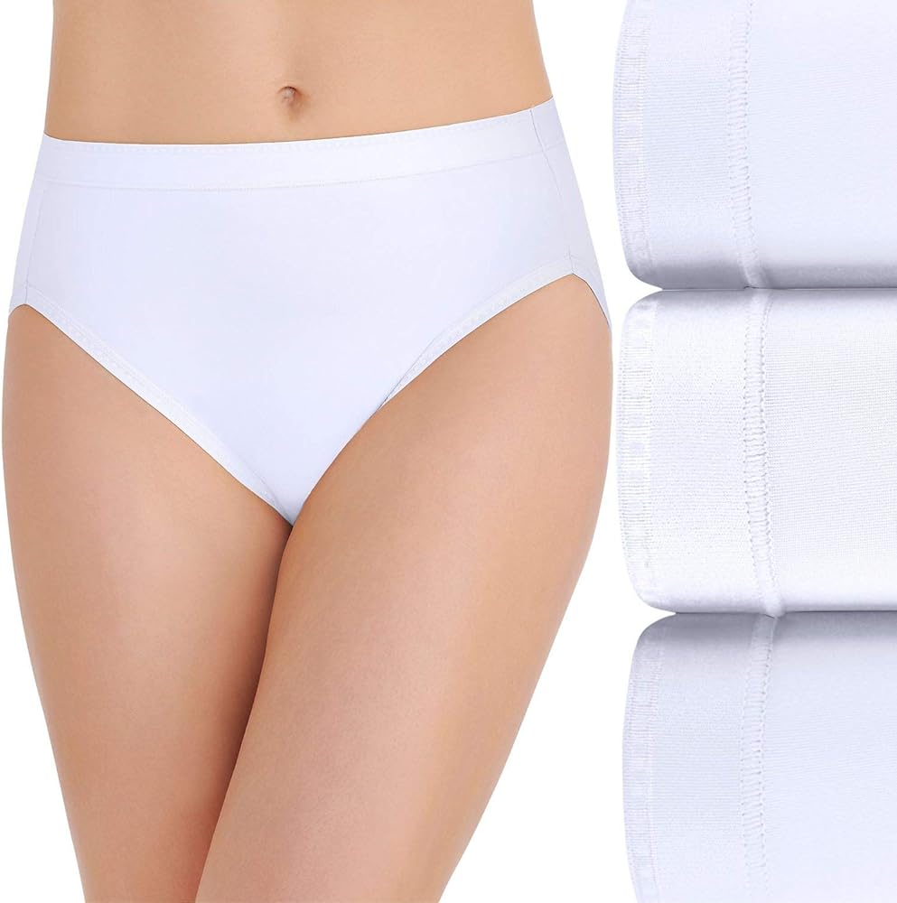 Vanity Fair womens Comfort Where It Counts No Ride Up Panties Briefs, Hi Cut - 3 Pack White, 10 US