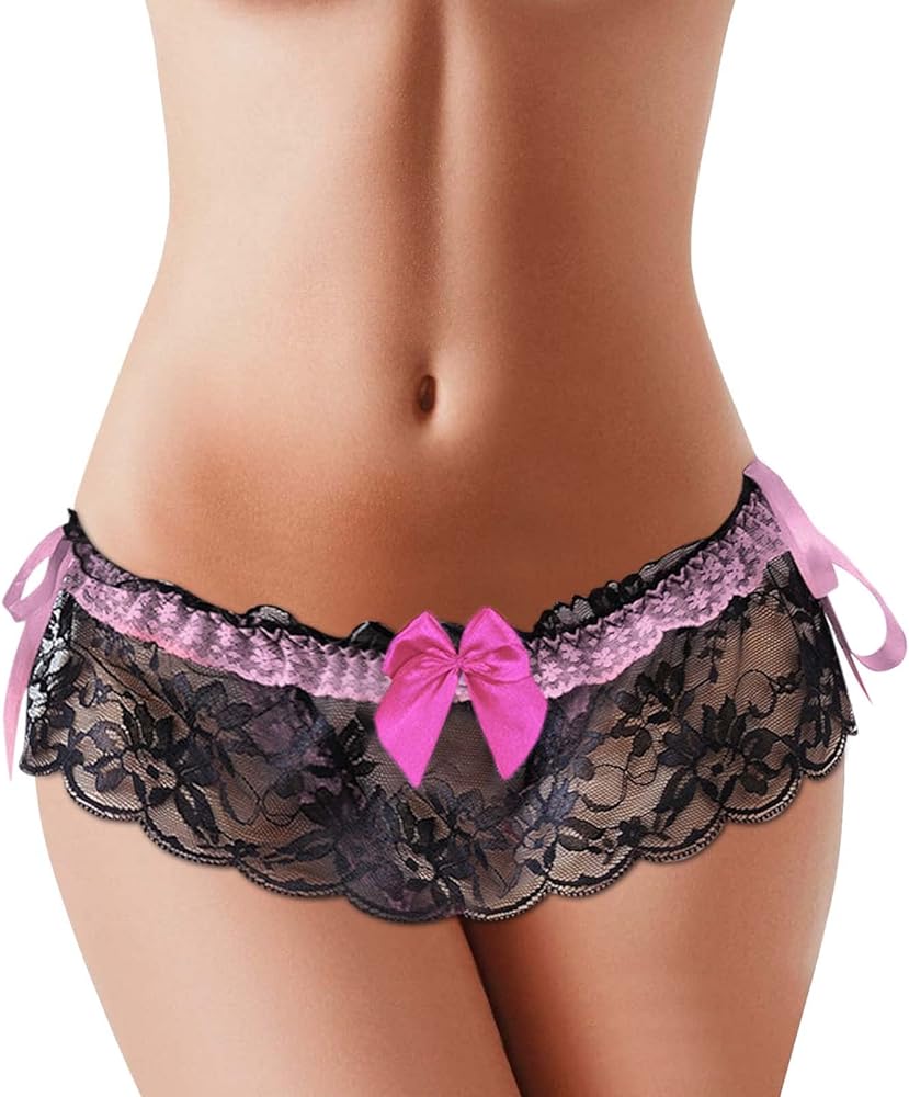 G String Thongs for Women Sexy Slutty Stretchy Lace Trim Thong Panties Knickers Hipster Low Rise Micro T-Back Underpant