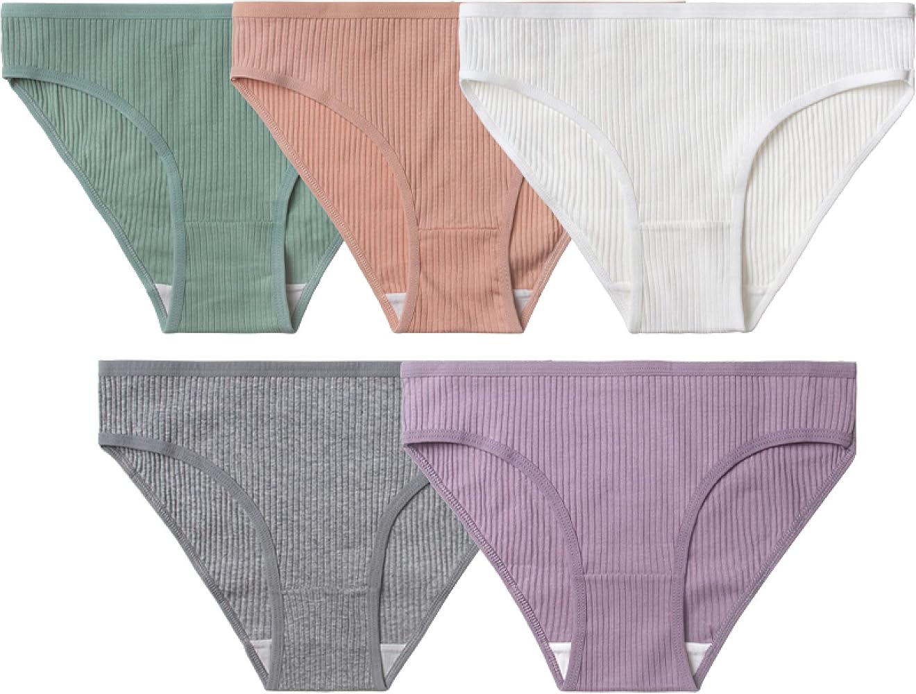 Oasis Threads Women's Hipster Bikini Briefs Pure Cotton Solid Color Thongs Low Waist Breathable