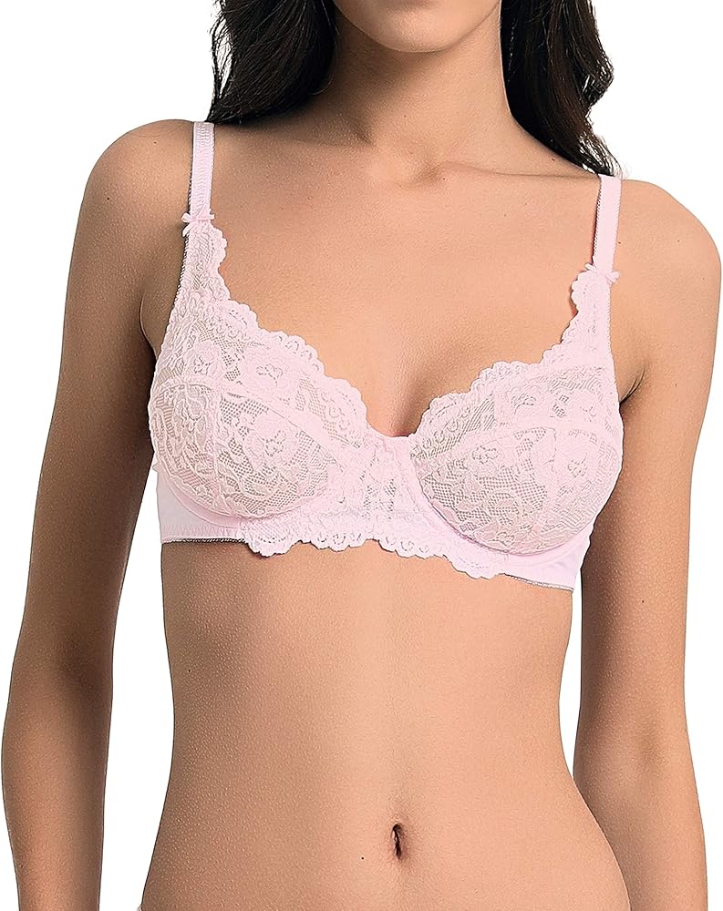 Women’s Bra, Lace Bra, Underwire Unlined Full Coverage Bra, Microfiber