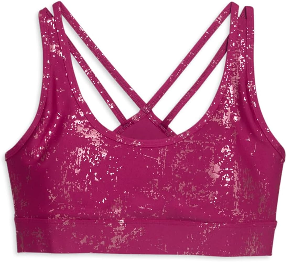 Puma Womens Metallic Shine Medium Impact Sports Bra Training Casual Casual - Pink