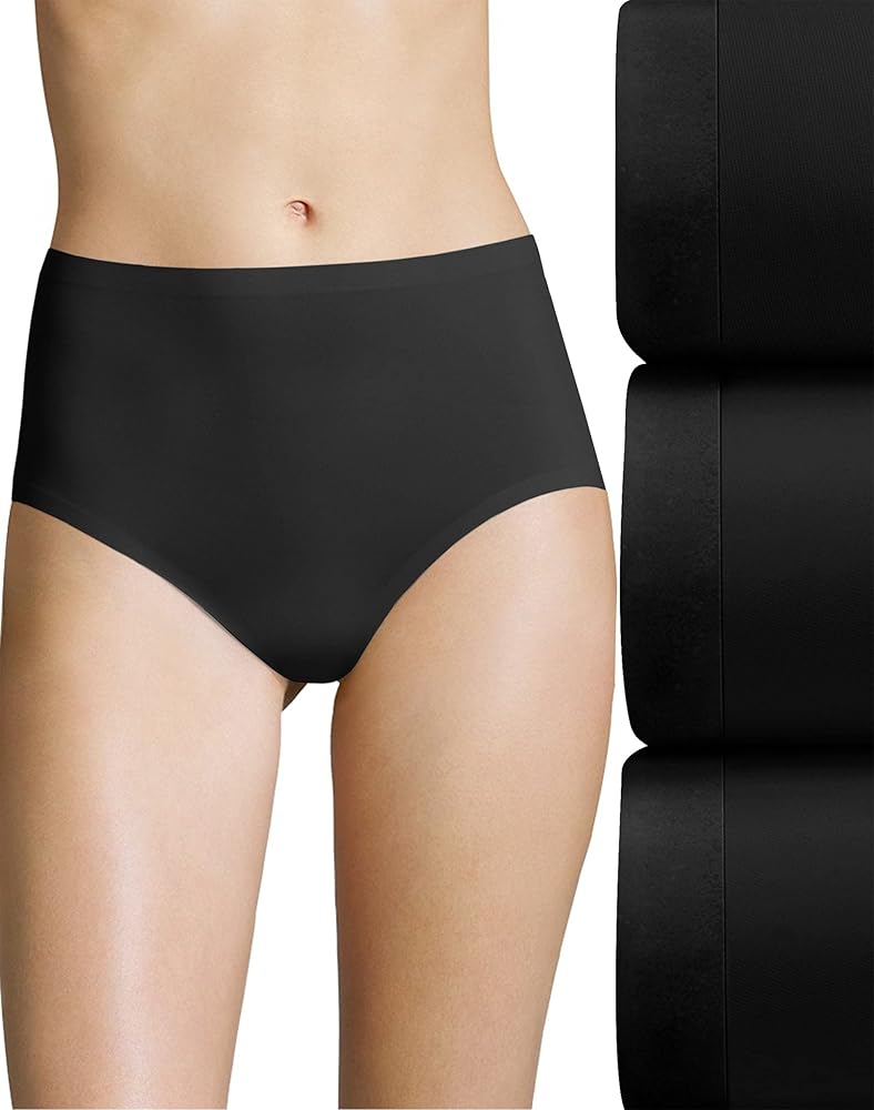 Bali Womens Comfort Revolution EasyLite Brief 3-Pack, 7, Black/Black/Black