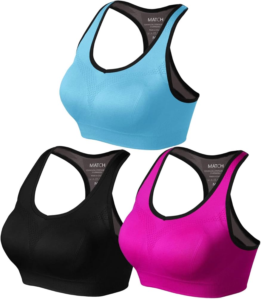 Match Racerback Sports Bras for Women – Padded Seamless Strappy Workout Tops for Yoga Gym Runing Fitness Sports Bras