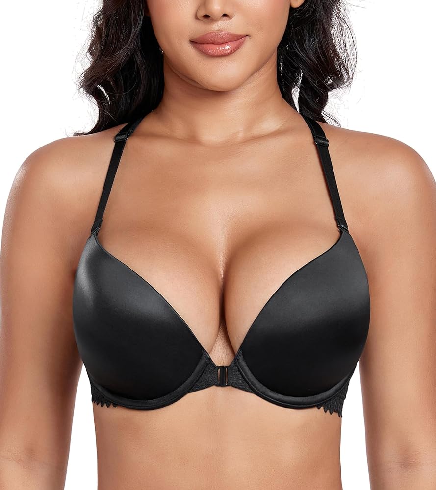 DotVol Women's Front Closure Push Up Convertible Bohemian Back Underwire Everyday Bra