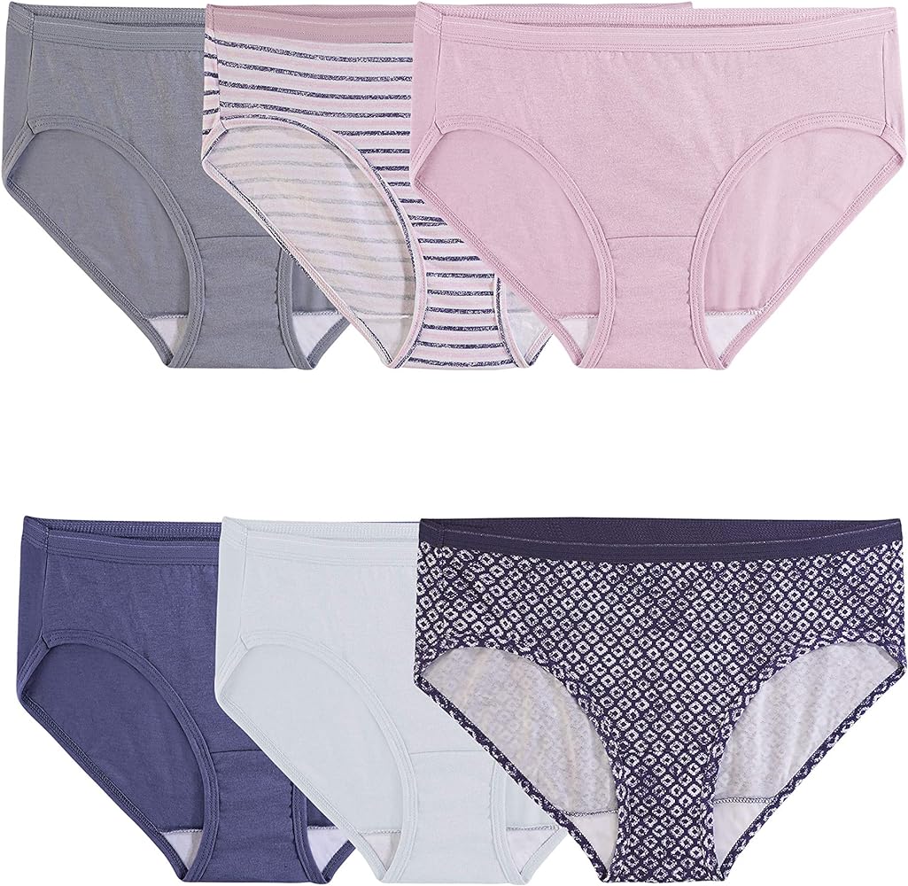 Fruit of the Loom Women's Eversoft Cotton Hipster Underwear, Tag Free & Breathable, Available in Plus Size