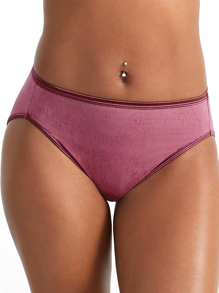 Vanity Fair Women's Illumination Hi-Cut Brief Panty 13108, Berry Glaze, 6