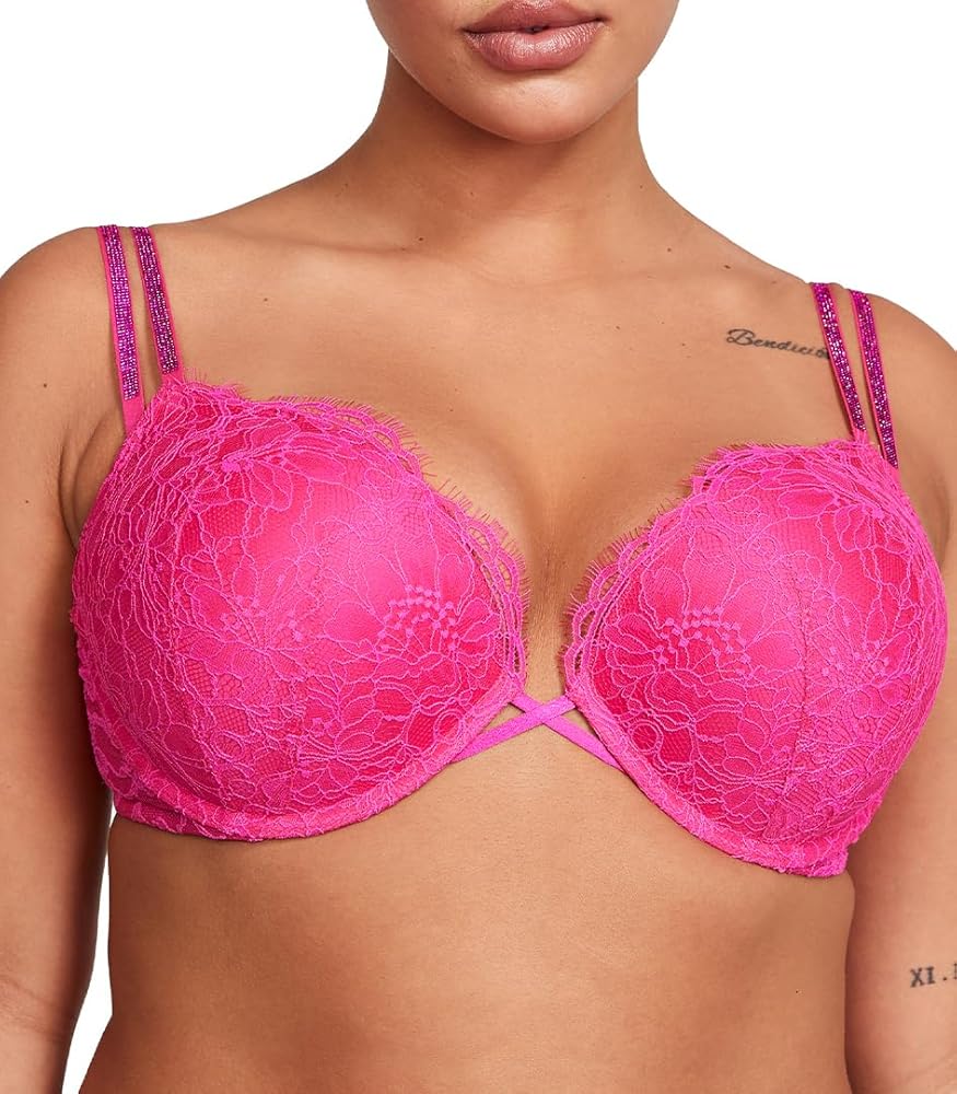 Victoria's Secret Women's Very Sexy Bombshell Adds-2-Cups Push Up Double Shine Strap Bra, Bras for Women (32A-38DDD)