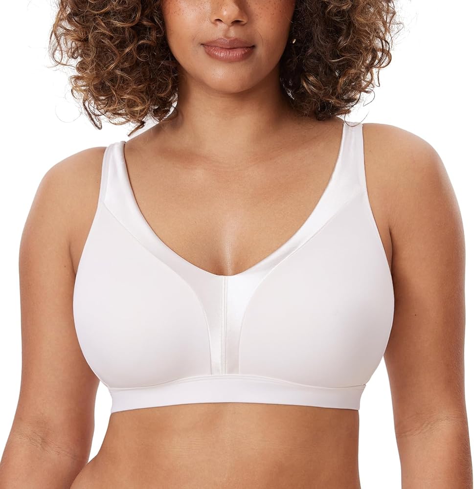 DELIMIRA Women's Wireless Bras Plus Size Full Coverage Smooth Seamless Comfortable Unlined Bra