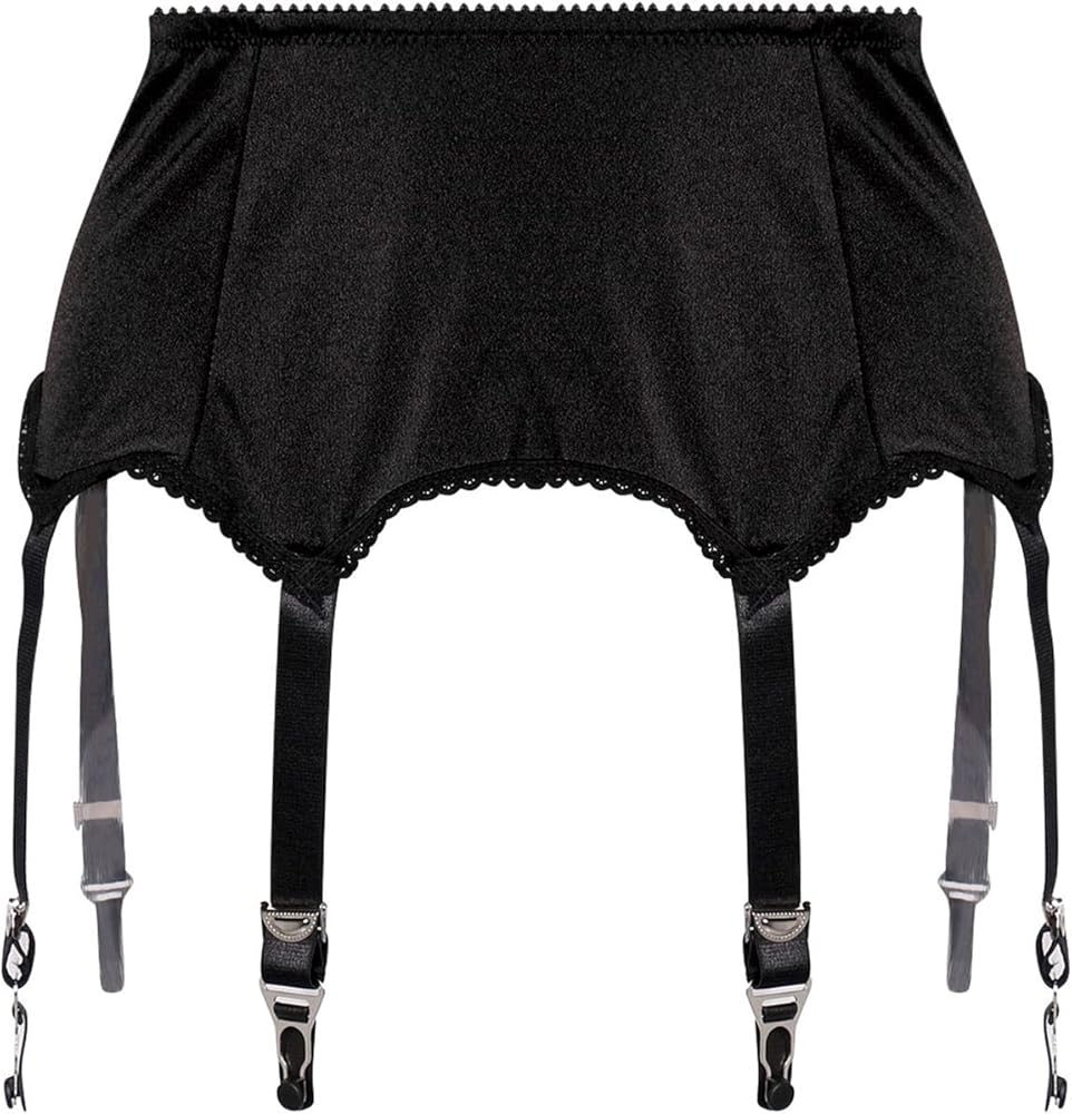 Women's Mesh Garter Belt High Waist Suspender Belt with Six Metal Clips for Women‘s Stockings/Lingerie