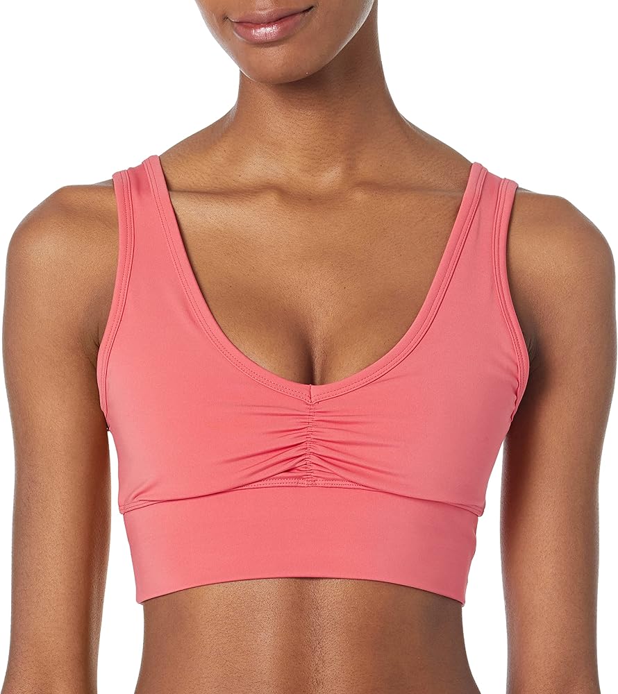 Calvin Klein Performance Women's Shirred Long Line Bra Top with Removable Cups