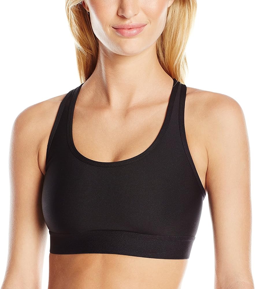 Hanes womens Compression Racerback Sports Bra, Black, XX-Large US