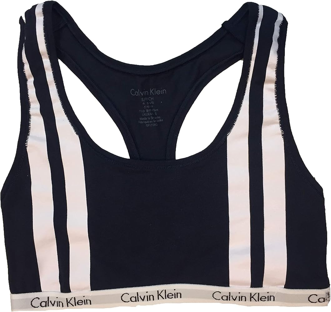 Calvin Klein Women`s Carousel Logo Bralette (Obsidian(QP1759-476)/White