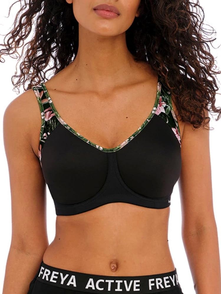 Freya Women's Sonic Underwire Molded Spacer Sports Bra, AC4892, Jungle Black, 38GG