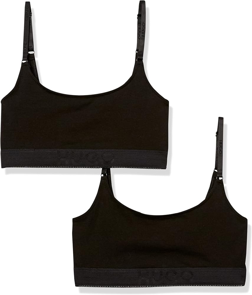 HUGO Women's 2-Pack Tonal Logo Cotton Stretch Bralettes