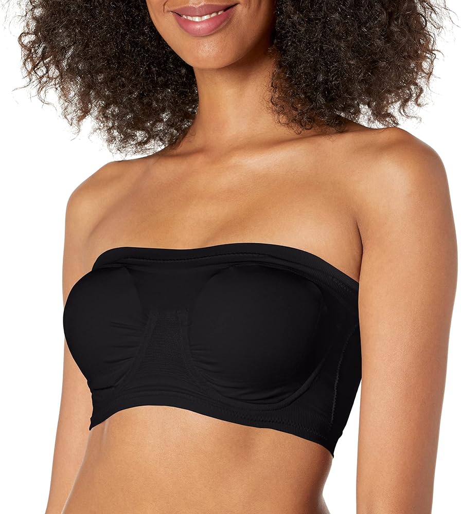 Ahh By Rhonda Shear Women's Plus Size Bandeau Bra with Removable Pads, Black, 1X