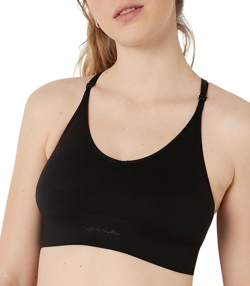 Victoria's Secret Pink Seamless Racerback Sports Bra, Low Impact Sports Bras for Women (XS-XXL)