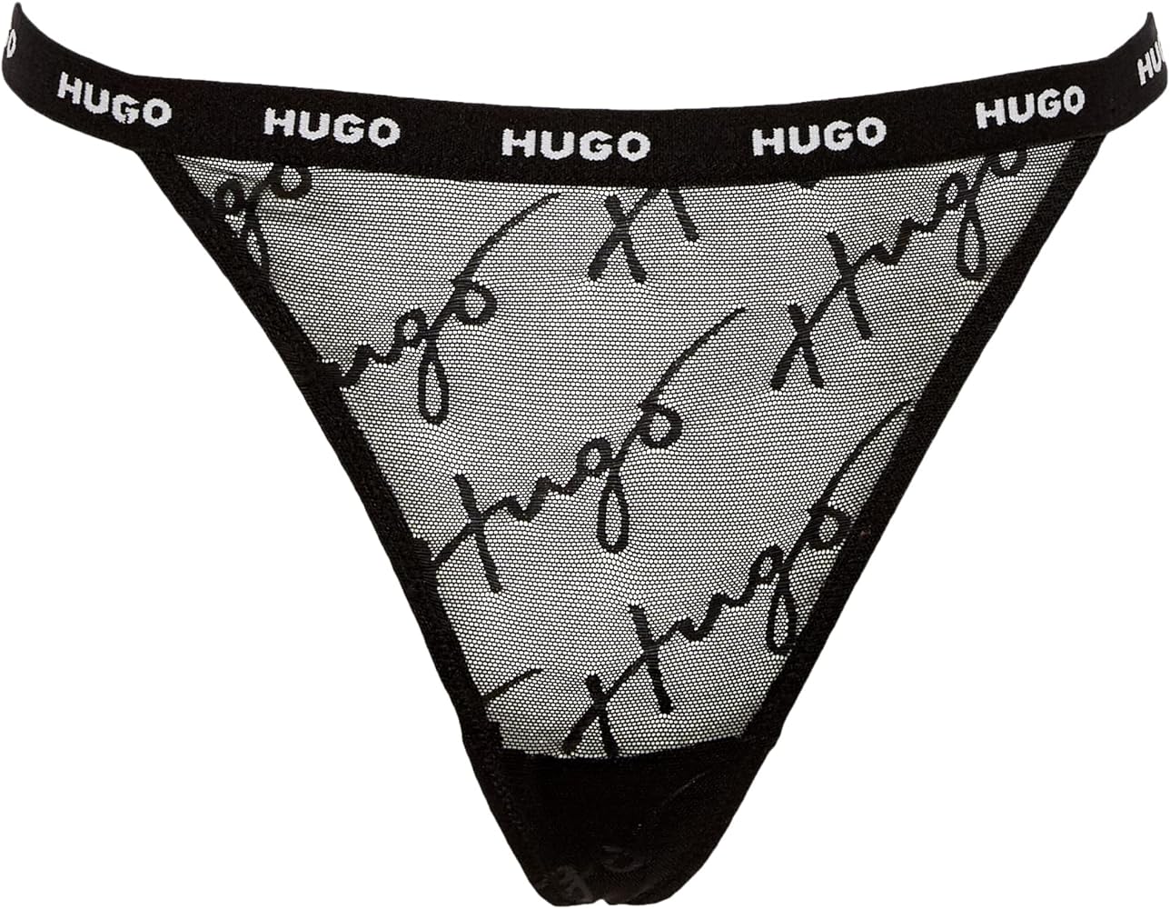 HUGO Women's Tonal Script Lace Modern Thong