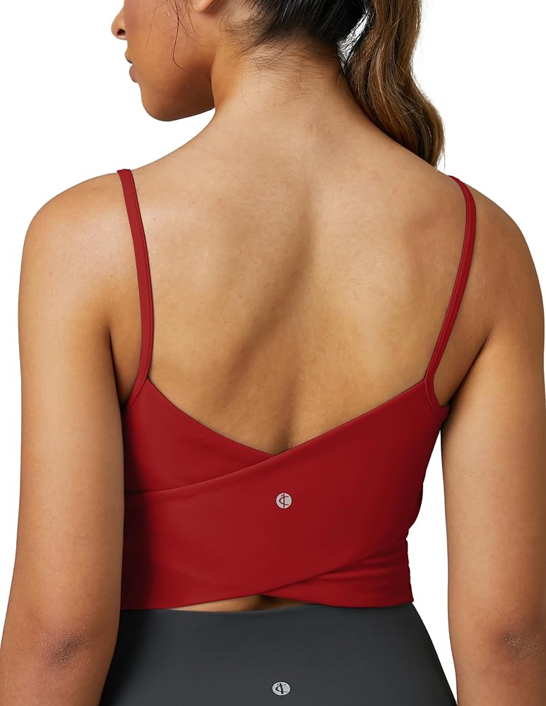 Colorfulkoala Women's Dreamlux Cross-Back Longline Sports Bra Workout Yoga Crop Tank Top with Removable Cups