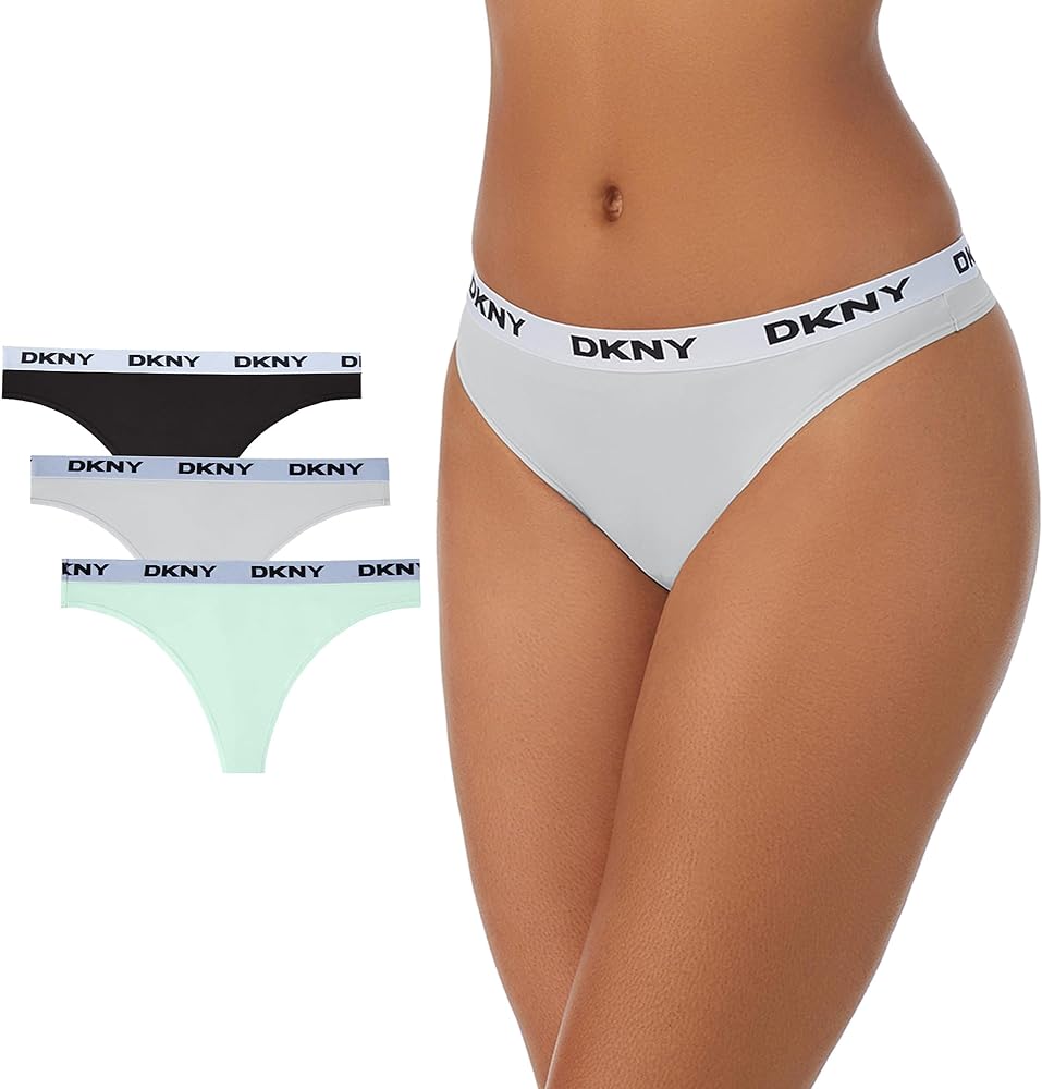 DKNY Women's Microfiber Contrast Logo Thong