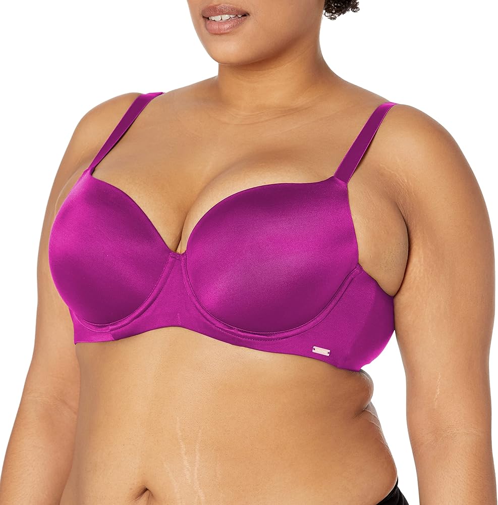 City Chic Plus Size S&C Tshirt Bra in Magenta, Size 20