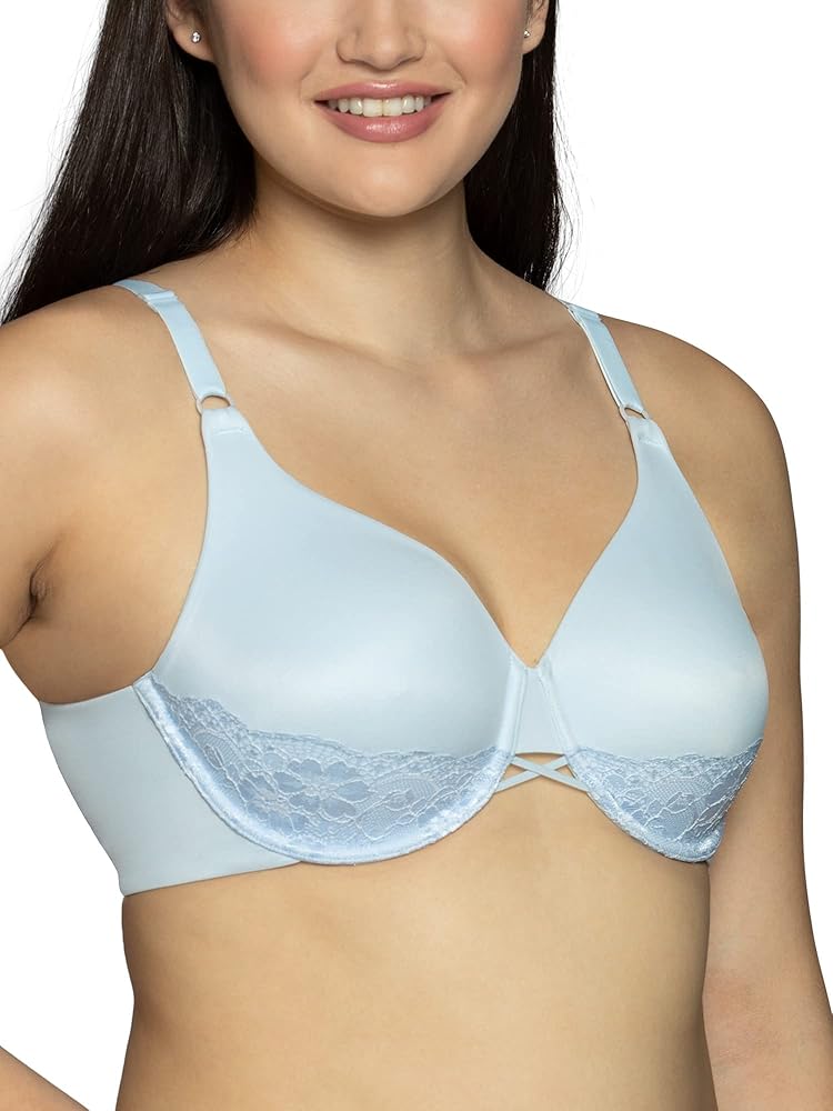 Vanity Fair Women's Radiant Back Smoothing Underwire Bra, Hinting Blue Lace, 44C