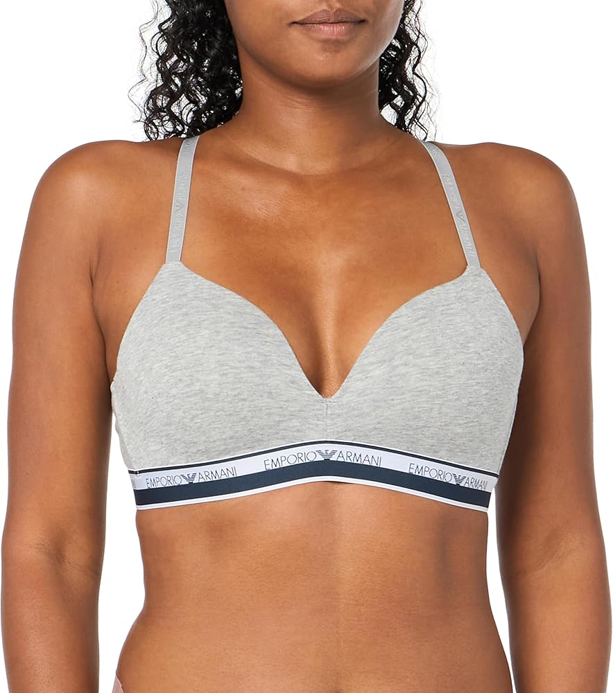 Emporio Armani Women's Stretch Cotton Logoband Padded Triangle Bra