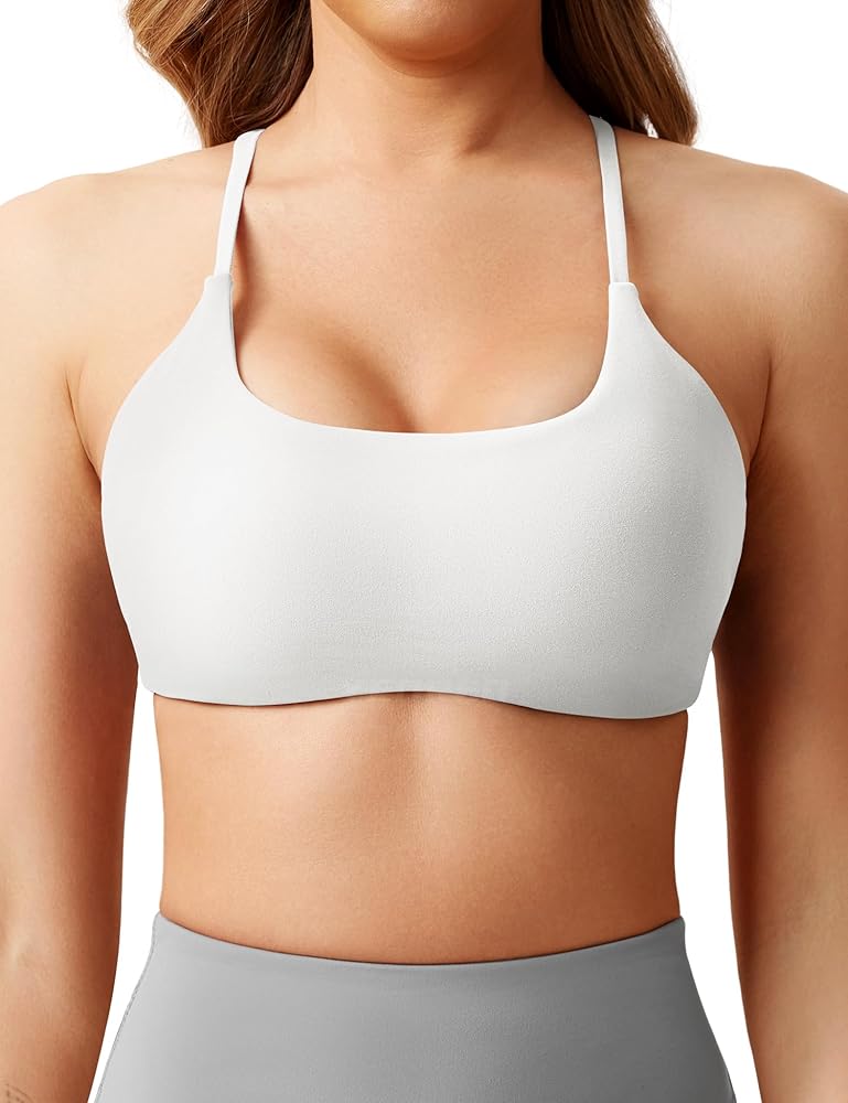 YEOREO Women's Sports Bra Strappy Criss Cross Back Bra Twist-Back Sports Bra Removable Padded Yoga Crop Top