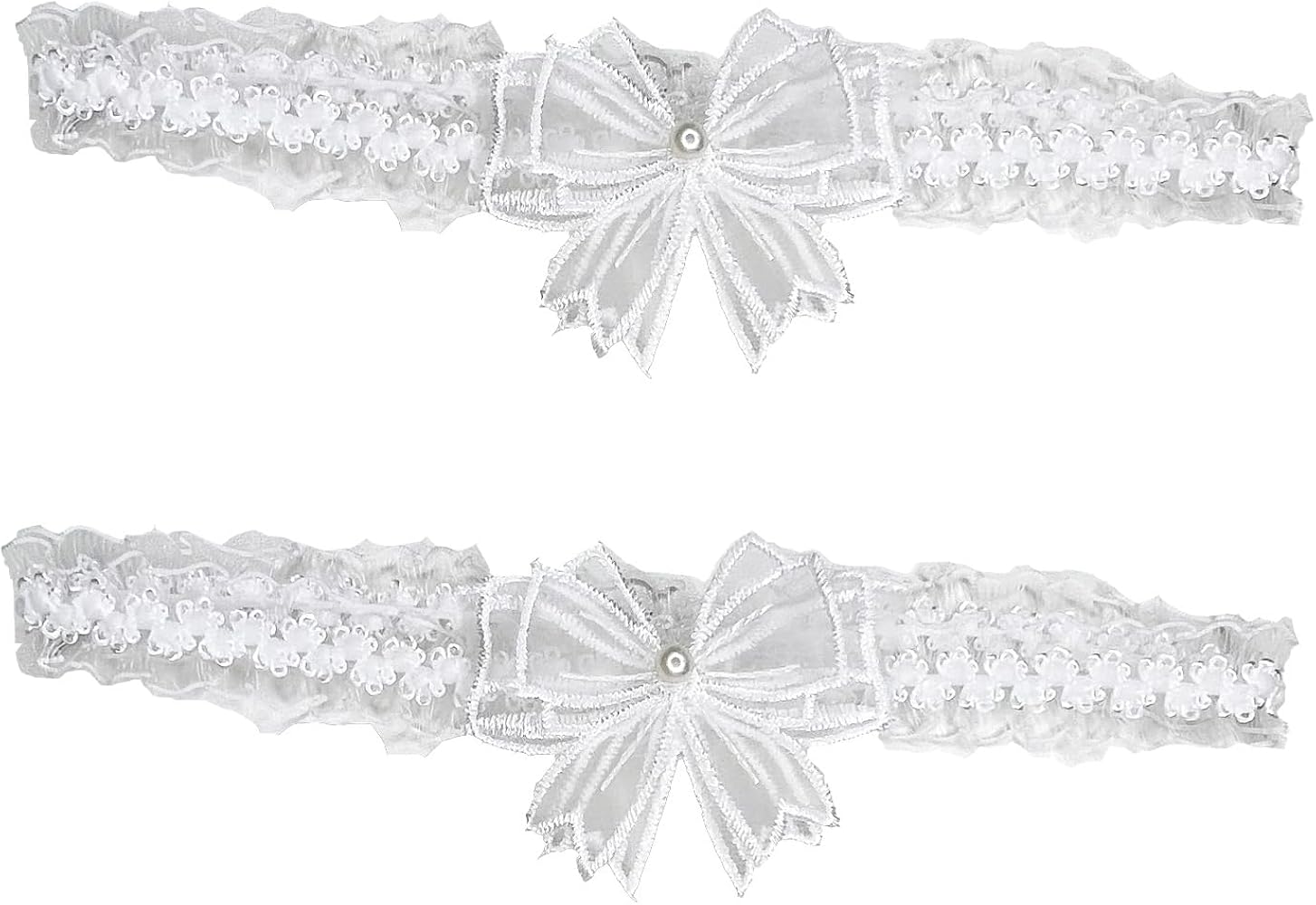 2 PCS White Garters, Wedding Garter Set for Bride, Lace Garter Thigh,Bow Lace Garter Belt, Decorative Accessories for Women Teen Girls