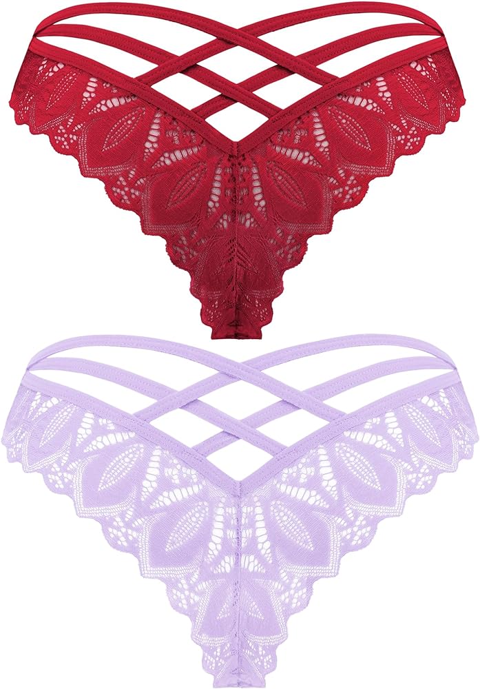 Avidlove Cute Cheeky Panties for Women Burgundy and Purple(Medium)