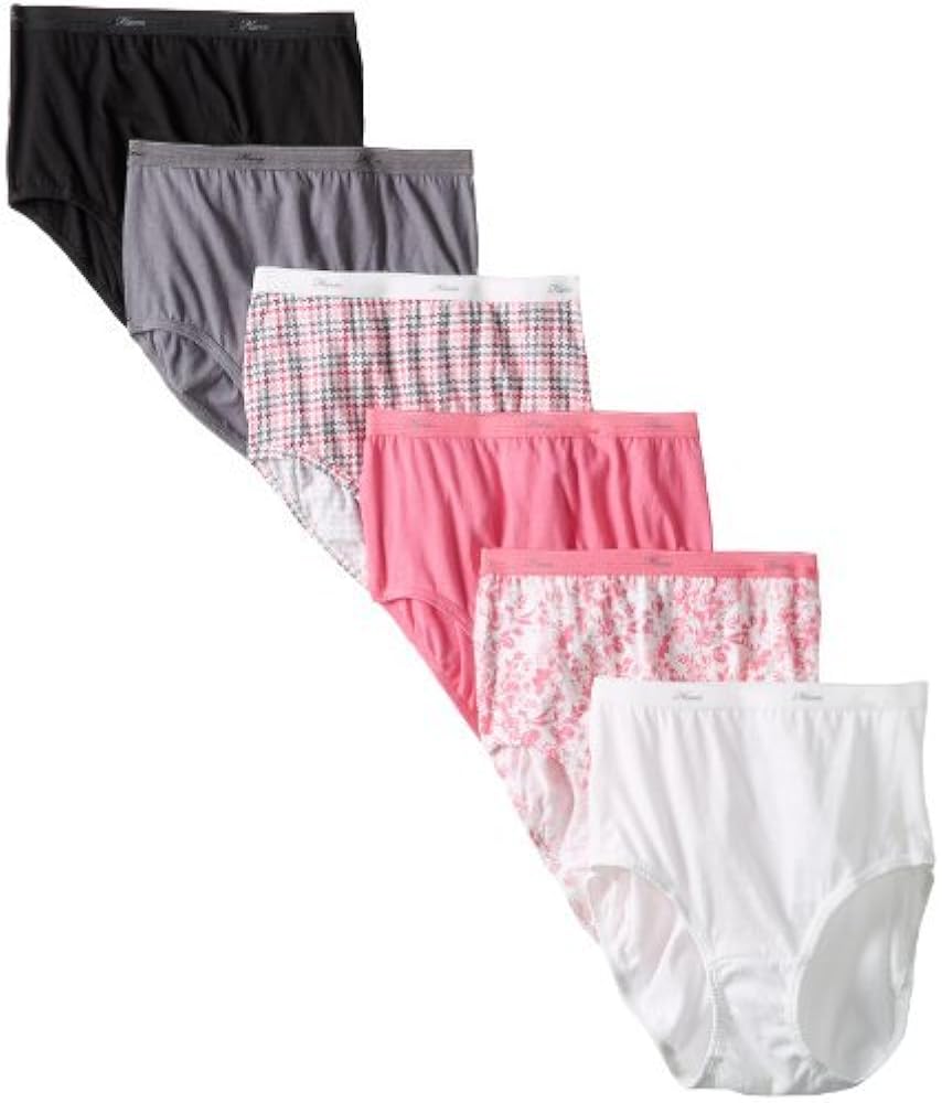 Hanes Women's No Ride Up Cotton Brief 6-Pack Multi 8