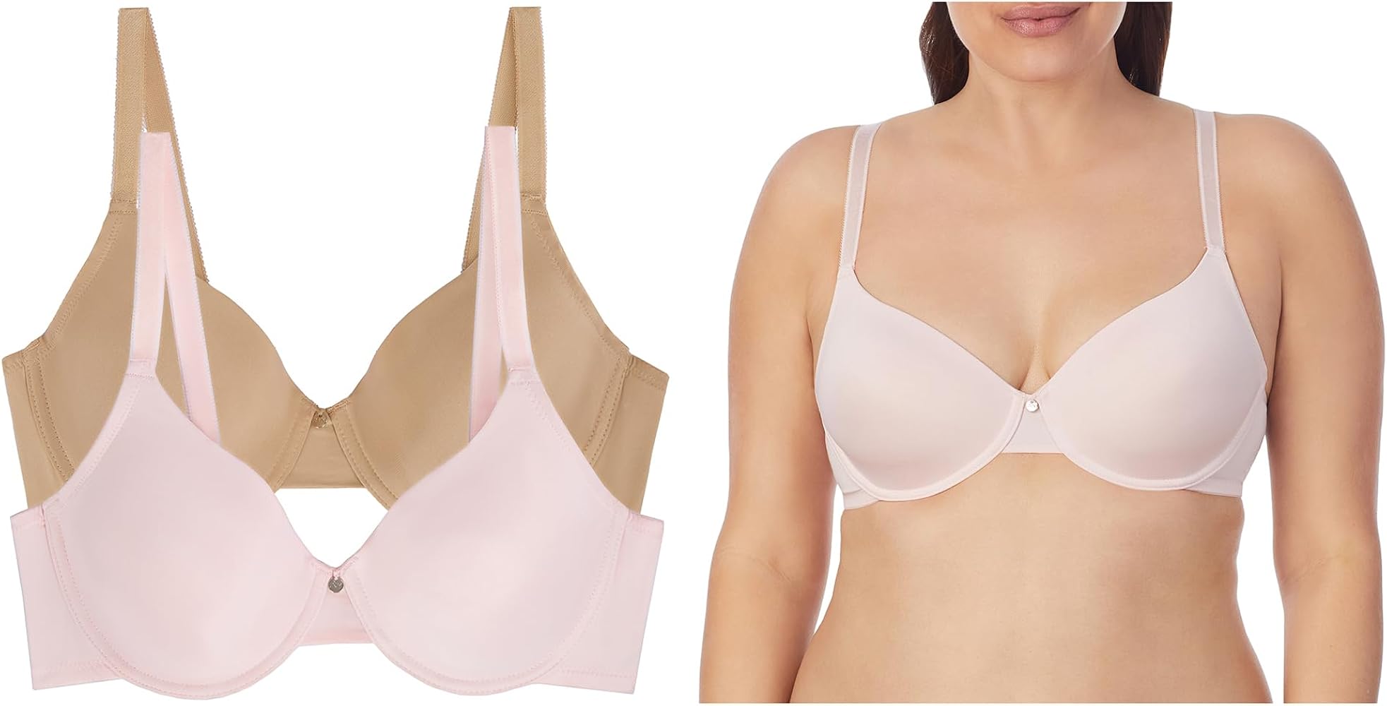 Jones New York Women's Everyday Wireless and Underwire T-Shirt Bra with Adjustable Straps 2-Pack Multipack