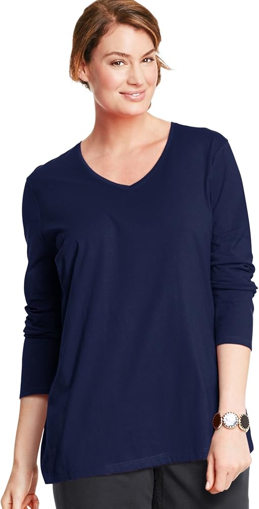 Just My Size Women's Long-Sleeve V-Neck Tunic T-Shirt