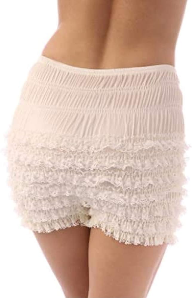 Malco Modes Short Bloomers High Waist Ruffled Petti Pants |Fluffy Shorts Christmas Lingerie & Christmas Panties (Style N20)