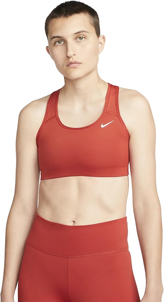 Nike Women's Medium Support Non Padded Sports Bra (as1, Alpha, m, Regular, Regular, Cinnabar/White, Medium)