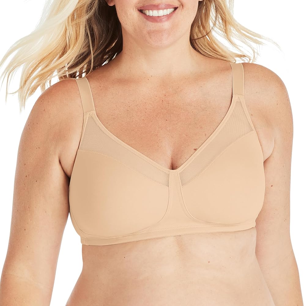 Playtex Women's 18 Hour Minimizer Smoothing Full-Coverage Wireless T-Shirt Bra with Mesh Trim